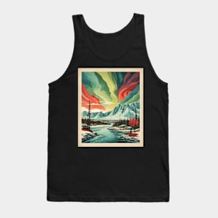 Yellowknife Canada Aurora Borealis Vintage Travel Poster Tourism Art Tank Top